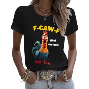 F Caw F Chicken What The Heli Print T shirt1