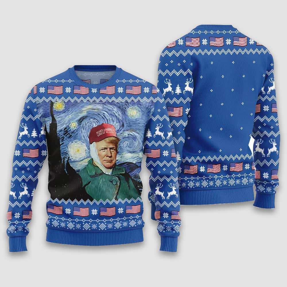 Van Gogh Trump Ugly Christmas Sweater Van Gogh Trump Ugly Christmas Sweater