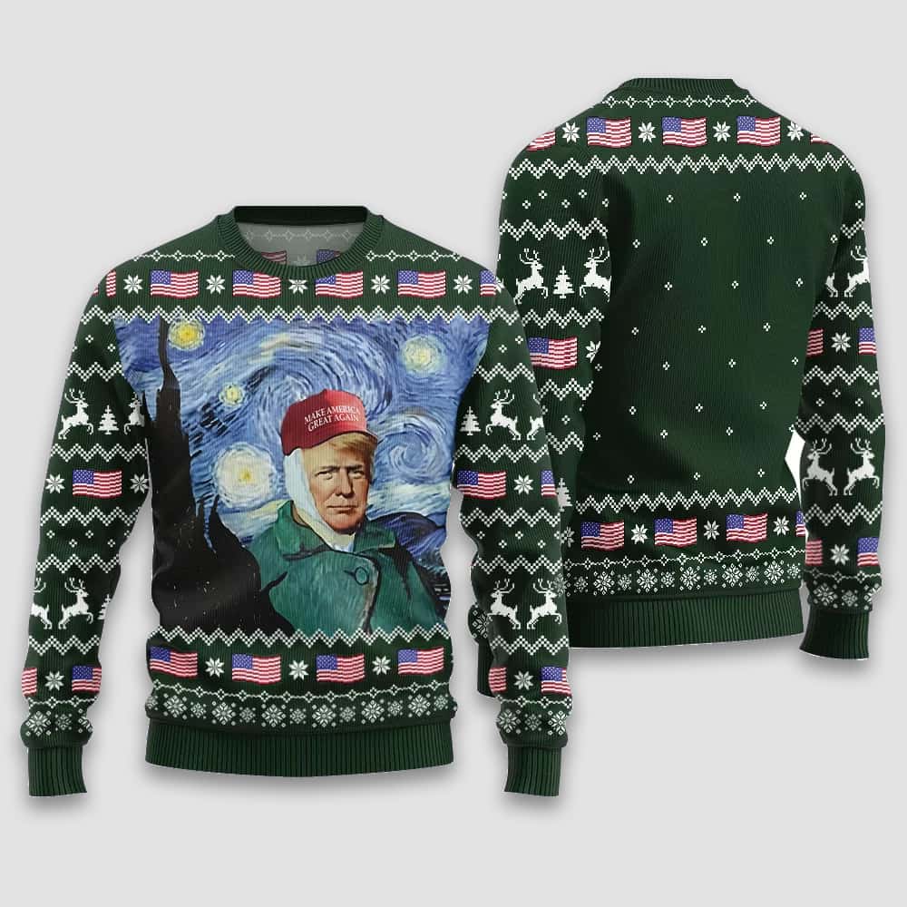 Van Gogh Trump Ugly Christmas Sweater Van Gogh Trump Ugly Christmas Sweater