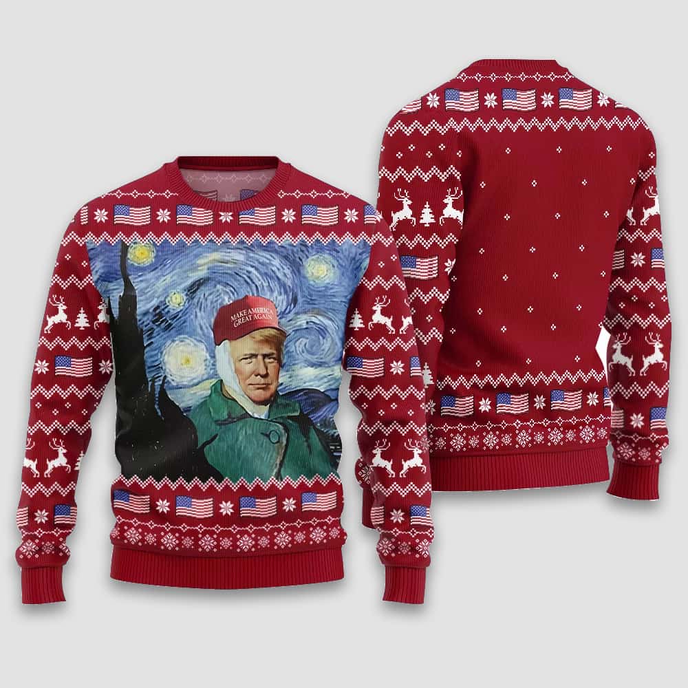 Van Gogh Trump Ugly Christmas Sweater Van Gogh Trump Ugly Christmas Sweater