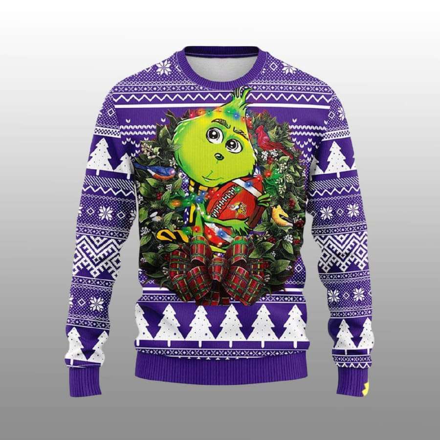 Vikings Grnch Hug Ugly Christmas Sweater Vikings Grnch Hug Ugly Christmas Sweater