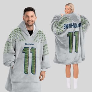 Smith Njigba 11 Seattle Football Unisex Blanket Hoodie3