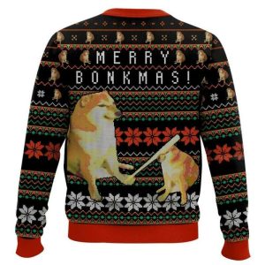 Bonkmas Cheems Doge Meme Ugly Christmas Sweater1