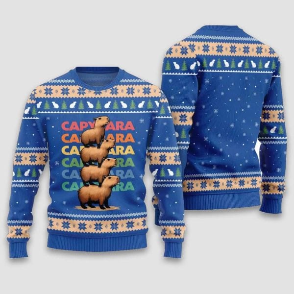 We Bare Capybara Christmas Ugly Sweater