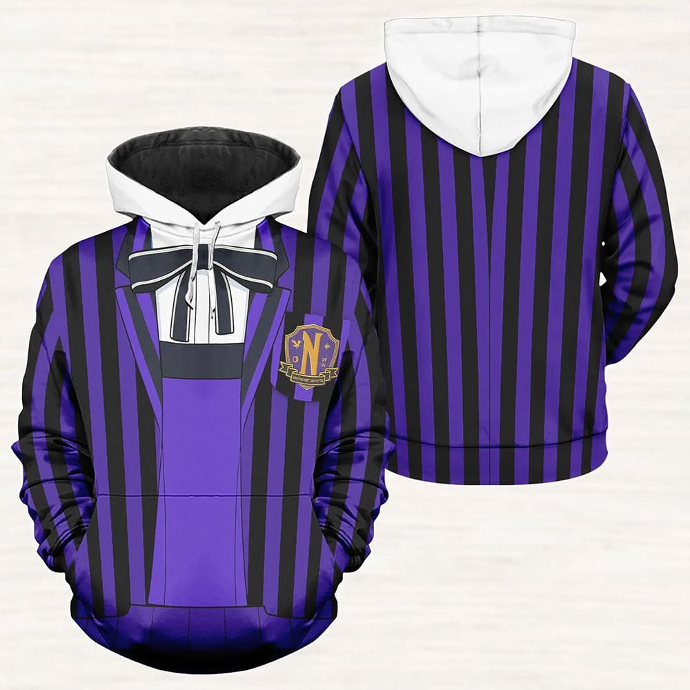 Wednesday Enid Wolf Academy Uniform Cosplay Hoodie Wednesday Enid Wolf Academy Uniform Cosplay Hoodie