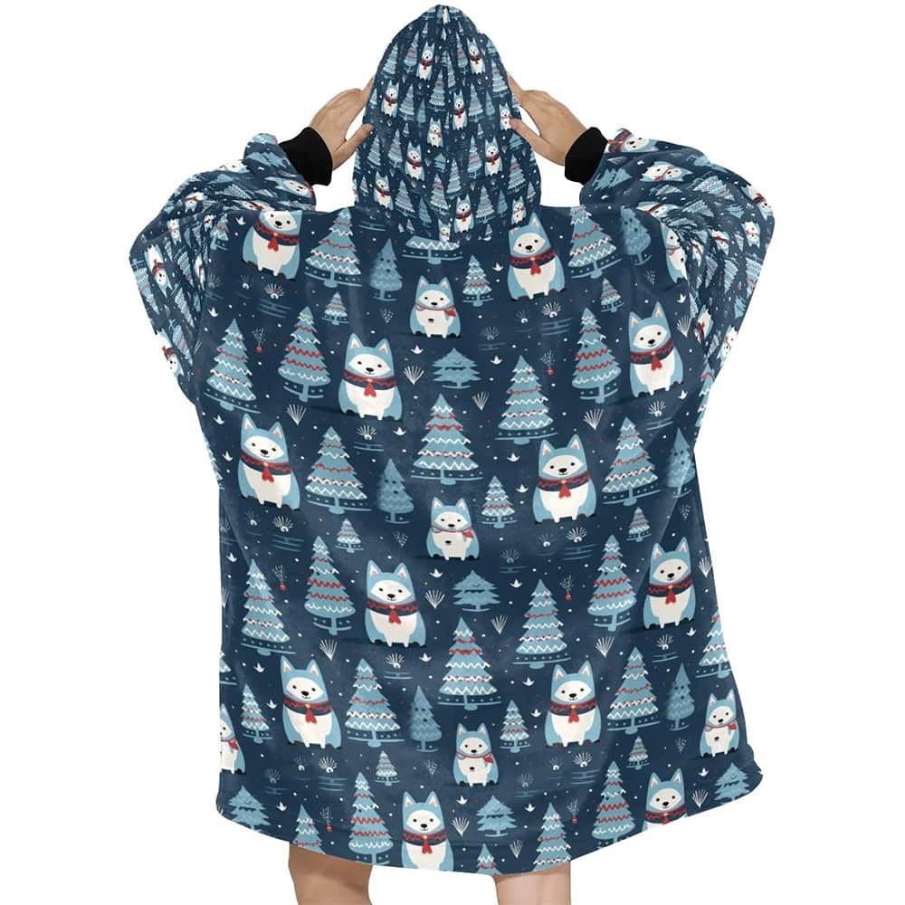 Winter Wonderland Husky Christmas Blanket Hoodie Winter Wonderland Husky Christmas Blanket Hoodie