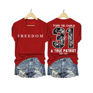 Red Freedom Thank You Charlie Kirk Two Sided Shirt