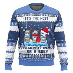 Busch Light It’s The Most Wonderful Time For A Beer Ugly Christmas Sweater