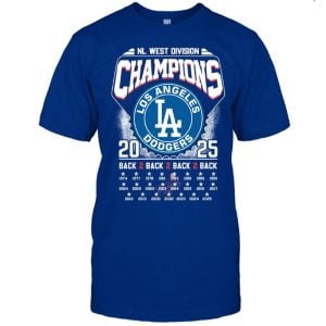 2025 Dodgers B2B2B2B NL West Division Champs Two Sided Shirt1