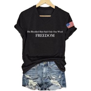 Charlie Kirk Retro His Bloodied Shirt Said Only One Word Freedom Shirt1
