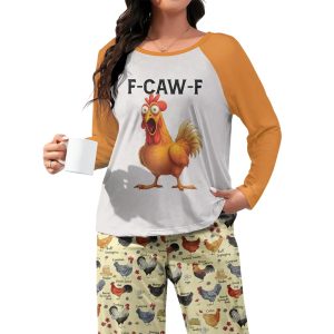 Chicken Raglan Lounge Pajamas Funny F Caw F Chicken3
