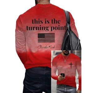 Men’s This Is The Turning Pointn Print Round Neck Long Sleeve T-Shirt