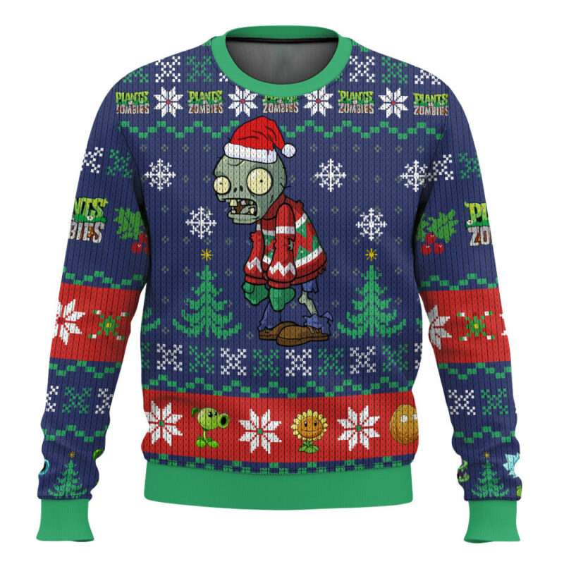 Zombie And Plants Ugly Christmas Sweater Zombie And Plants Ugly Christmas Sweater