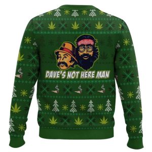 Daves Not Here Man Cheech And Chong Ugly Christmas Sweater1