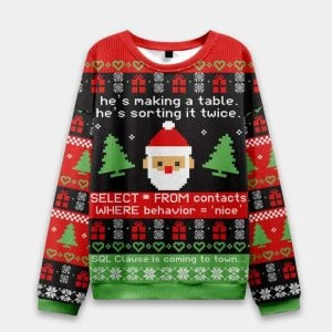 Sql Clause Is Coming to Town Ugly Christmas Knit Sweater