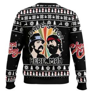 Daves Not Here Man Cheech and Chong Ugly Christmas Sweater1
