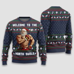 Santa Welcome To The North Swole Ugly Christmas Sweater 1 Santa Welcome To The North Swole Ugly Christmas Sweater1
