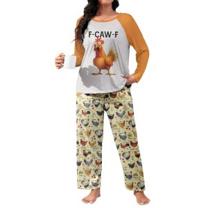 Chicken Raglan Lounge Pajamas Funny F Caw F Chicken2