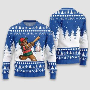 Sport Gingerbread Baseball Christmas Ugly Sweater1