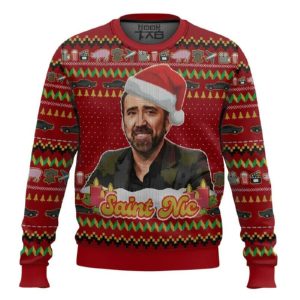 Nicolas Cage Jolly Old Saint Nic Christmas Ugly Sweater
