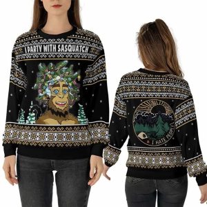 I Party With Sasquatch Christmas Ugly Sweater