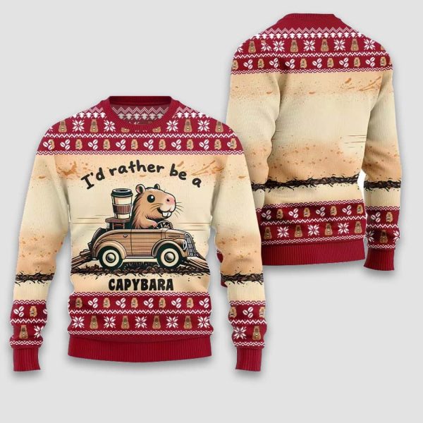 I’d Rather Be A Capybara Ugly Christmas Sweater