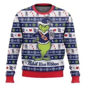 Pabst Blue Ribbon Grnch Ugly Christmas Sweater