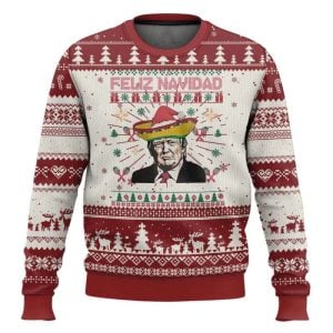 Feliz Navidad Mexican Sombrero Santa Trump Ugly Christmas Sweater