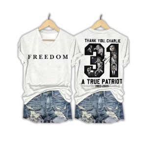 Red Freedom Thank You Charlie Kirk Two Sided Shirt1