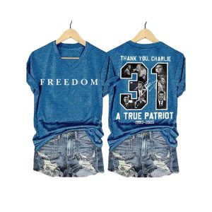 Red Freedom Thank You Charlie Kirk Two Sided Shirt3