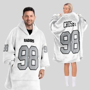Maxx Crosby 98 Las Vegas Football Unisex Blanket Hoodie3