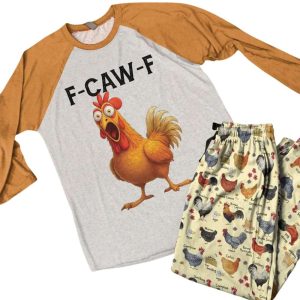 Chicken Raglan Lounge Pajamas Funny F Caw F Chicken1