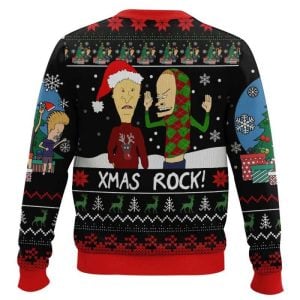 Xmas Rock Beavis and Butthead Ugly Christmas Sweater1