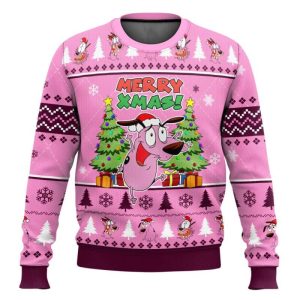 Merry Xmas Courage The Cowardly Dog Ugly Christmas Sweater