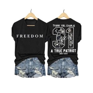 Red Freedom Thank You Charlie Kirk Two Sided Shirt2