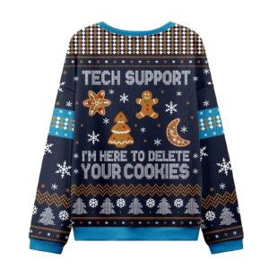 Tech Support Computer Programmer Blue Ugly Christmas Knit Sweater1