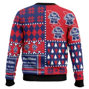 Pabst Blue Ribbon Tie Ugly Christmas Sweater1