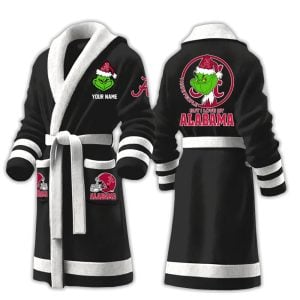 Grnch I Hate People But I Love My Alabama Fleece Bathrobe