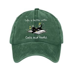 Life Is Better With Cats And Books Hat