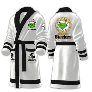 Grnch I Hate People But I Love My Steelers Fleece Bathrobe 2 Grnch I Hate People But I Love My Steelers Fleece Bathrobe