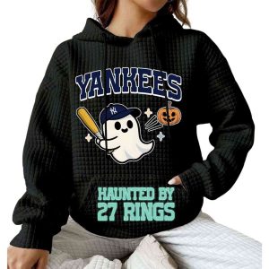 2025 Yankees Haunted By 27 Rings Waffle Hoodie