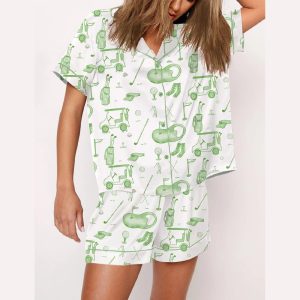 Watercolor Green Golf Toile Pajama Set 2 Watercolor Green Golf Toile Pajama Set2