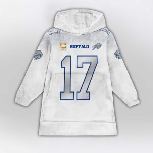 Josh Allen 17 Captain Bills Rivalries Cold Front Blanket Hoodie1