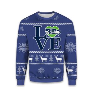 2025 Love Seahawks Ugly Christmas Sweater