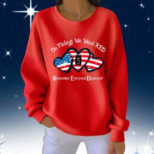 Women's On Friday We Wear Red Print Round Neck Sweatshirt