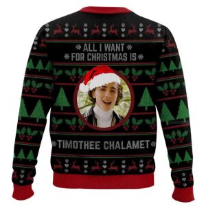 All I Want For Christmas Is Timothee Chalamet Ugly Christmas Sweater1