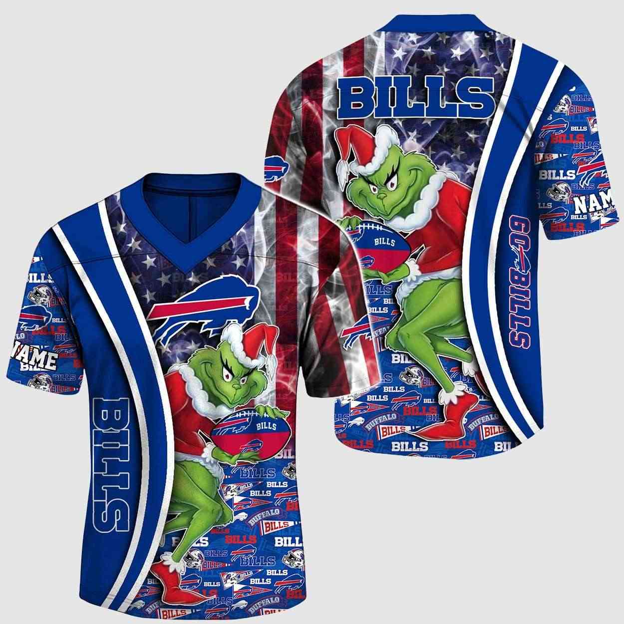 2025 Bills Merry Grinchmas American Flag Jersey 2025 Bills Merry Grinchmas American Flag Jersey