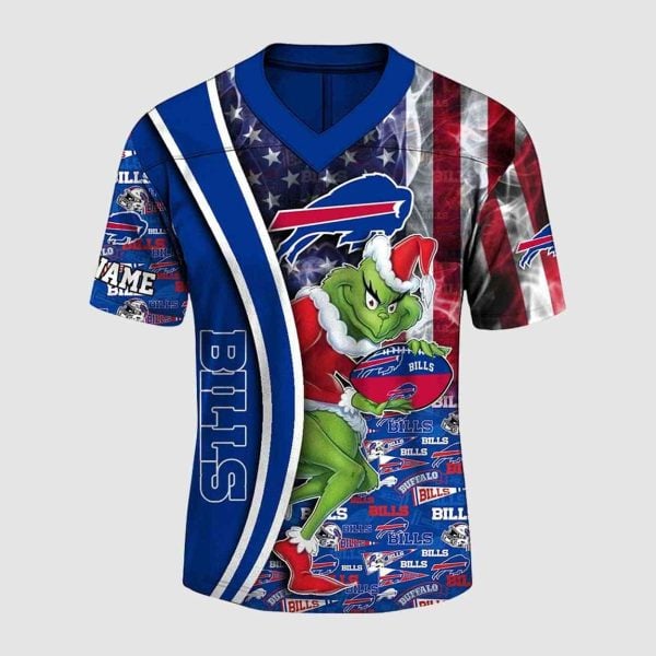 2025 Bills Merry Grinchmas American Flag Jersey