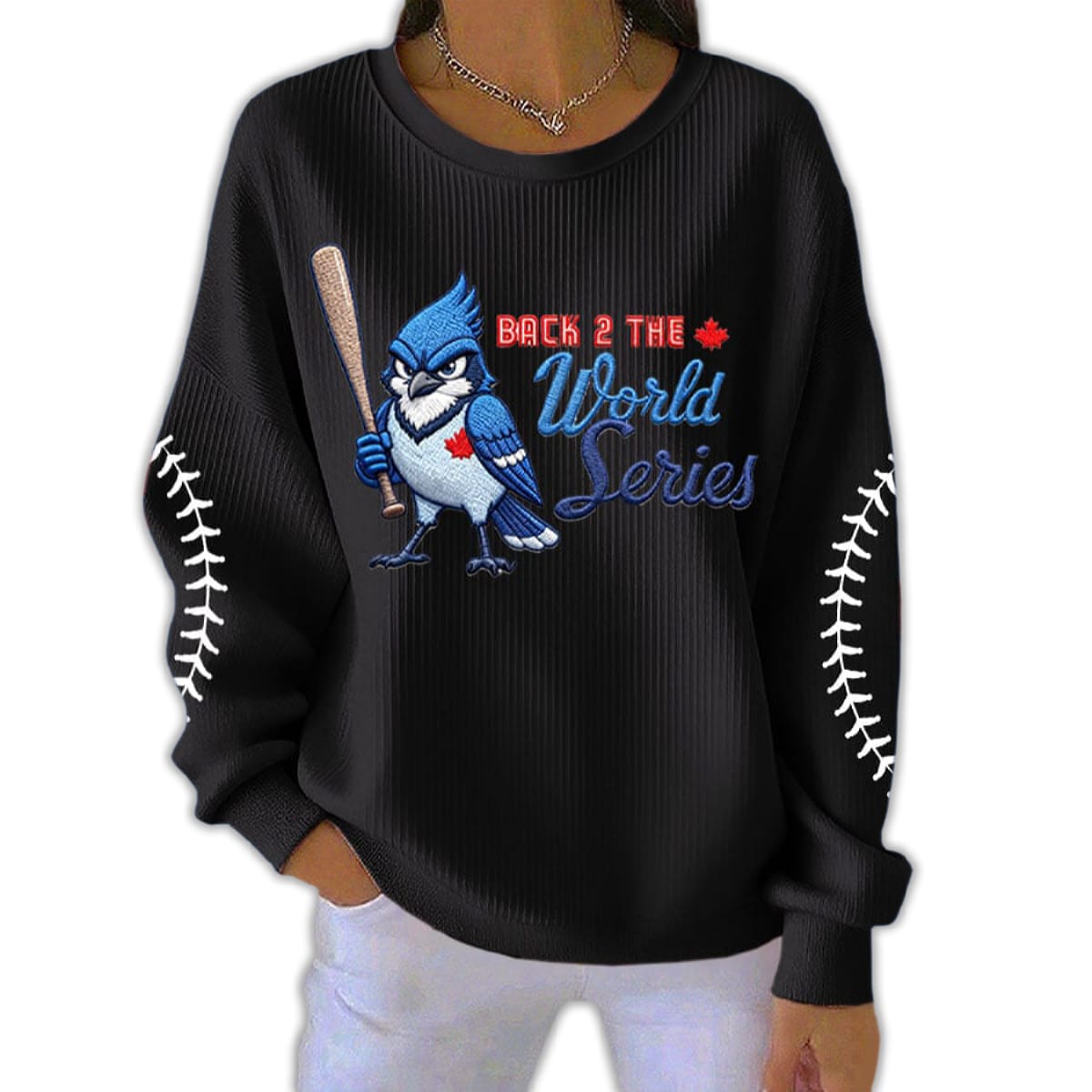 2025 Blue Jays Back 2 The World Series Pit Striped Sweatshirt 2025 Blue Jays Back 2 The World Series Pit Striped Sweatshirt