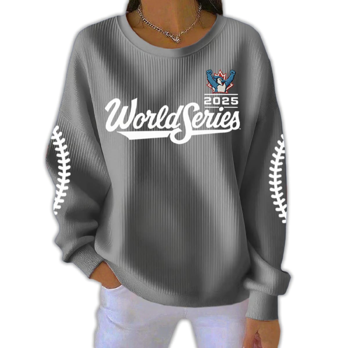 2025 Blue Jays World Series Pit Striped Sweatshirt 2025 Blue Jays World Series Pit Striped Sweatshirt
